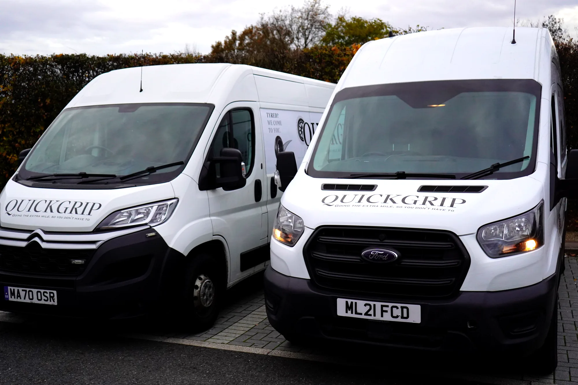 Two QuickGrip mobile tyre fitting vans