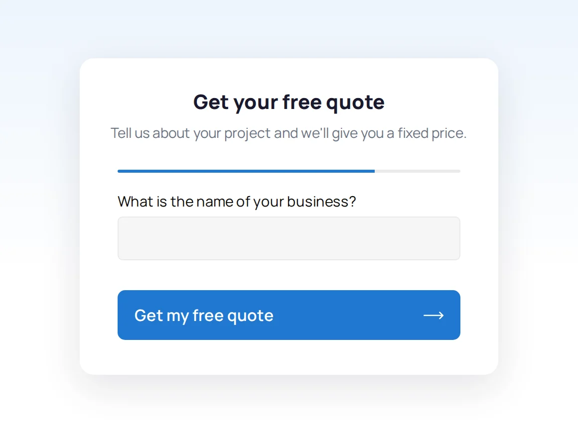 The Stears Haulage quote form, asking for the name of the business
